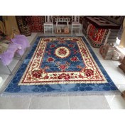 Resim Kadifeden Mavi Renkli, Harika Büyük Salon Halısı, Yumuşacık Çocuk Odası Halısı 300x200 Cm z1 