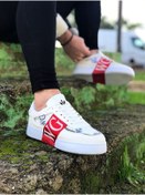 Resim WG Fashion Mp202 Bt Bağcıklı Ortopedik Yüksek/kalın Taban Erkek Sneaker Beyaz/kırmızı 