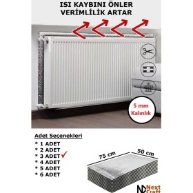 Resim Petek Arkası Isı Yalıtım Levhası 75X50 cm 5 mm Kalınlık Kalorifer Radyatör Arkası Folyo Isı Izolasyon Malzemesi 
