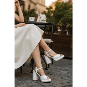 Resim Divolya Bello Beyaz Cilt ( 9 cm Topuk ) Platform Topuklu Günlük Ayakkabı 