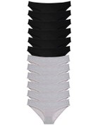 Resim 12 Adet Süper Eko Set Likralı Kadın Slip Külot Siyah Gri Çok Renkli 