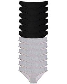 Resim 12 Adet Süper Eko Set Likralı Kadın Slip Külot Siyah Gri Çok Renkli 