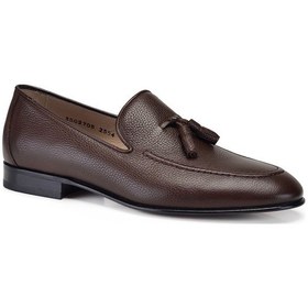 Resim Kahverengi Klasik Loafer Kösele Erkek Ayakkabı -10819 