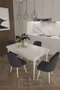 Resim DEREN HOME Mabel Serisi, 80x132 Mutfak Ve Salon Yemek Masası Takımı 4 Adet Füme Sandalye 