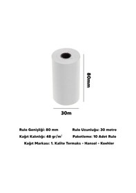 Resim 80x30 50 Adisyon Rulosu Adisyon Kağıdı Termal Pos Kağıdı 5 Paket 