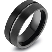 Resim Chavin Erkek Mat Siyah Fırçalanmış Tungsten Yüzük Dm78 Siyah 