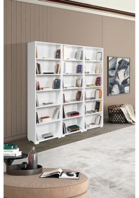 Resim 8324 Evm Kitaplık , Kapaksız , 18 Bölmeli , 15 Raflı , Beyaz , Ofis , Çalışma Odası , Salon Beyaz 