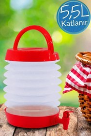 Resim NUBLADO Musluklu Katlanır Su Bidonu Outdoor Akordiyon Kamp Çeşme Piknik Damacana Içecek Şişesi Kova Kırmızı. 