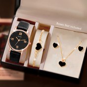 Resim Kadın Saat 5 Adet Aşk Kalp Kolye, Küpe, Bilezik Takı Seti ve Moda, Günlük Giyim İçin Uygun, Sezon Geri Dönmesi, Mezuniyet Sezonu, Şükran Günü, Çiftler, En İyi Hediyeler Kutusuz 