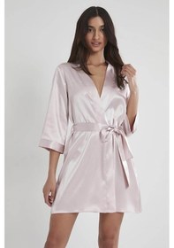 Resim Pierre Cardin Saten Kısa Tek Sabahlık 1010 Pudra (546534809) 