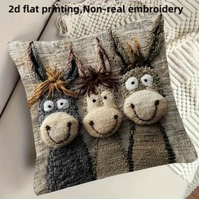 Resim 1 Adet Vintage Eşek Yastık Kılıfı 45.72x45.72 cm - Fermuarlı, Makinede Yıkanabilir Yumuşak Polyester Dekoratif Koltuk Kılıfı, Modern Tasarım, Kanepe ve Oturma Odası İçin, 2D Düz 