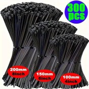 Resim 300 adet 10.16/15.24/20.32 cm Siyah Naylon Bağcıklar, Ayarlanabilir Kendinden Kilitli Fermuarlar, Su Geçirmez ve Kaymaz, Dış Mekan Kabloları, Bahçe ve Ev Çok Amaçlı Bağlama için Uygun 