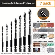 Resim 7 Adet Tungsten Çelik Şekillendirme Ucu Seti, Beton, Cam, Seramik Fayans için - Yüksek Sertlik, Dört Kenarlı Darbe Uç, Çok Yüzey Kullanımı, Uç Seti, Endüstriyel Uçlar 