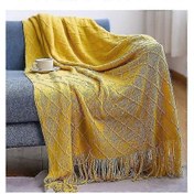 Resim Nordic Örgü Battaniye - Yumuşak, Dokulu Ve Sağlam, Avrupa'da Kanepe, Yatak Ve Noel Dekorasyonu İçin 150x230 Cm, Elmas Sarısı 