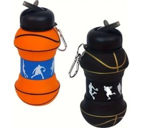 Resim Buğz Basketbol Topu Tasarımlı Akordiyon Su Şişesi 