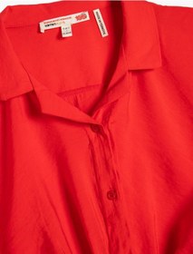 Resim Koton Crop Bluz Kısa Kollu Gömlek Yaka Önden Bağlamalı Modal Kumaş Kırmızı 3skg60197aw 3SKG60197AW413 Kırmızı 