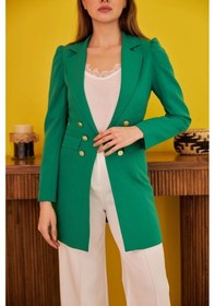 Resim Defymoda Yeşil Blazer Düğmeli Ceket Yeşil 