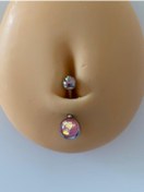 Resim Arescollection Cerrahi Çelik Opal Göbek Piercingi 
