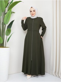 Resim KMKkombin Kmk Kombin Kadın Yazlık Mevlana Model Beli Nakışlı Kloş Medine Ipeği Ferace/pardesü 