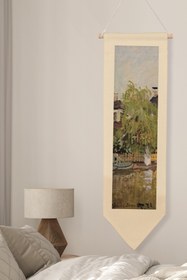 Resim Duvar Halısı Pinterest Oda Dekoru, Monet Sanat Serisi, 100cm Kanvas Flama Askılı Duvar Örtüsü NO:608 - Renkli - 9 / 30 x 100 