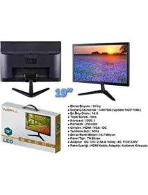 Resim 19'' Monitör, 1920X1080 Çözünürlük, 5ms Tepki Süresi, 75Hz , HDMI & Vga, 12 Volt, Full Hd 