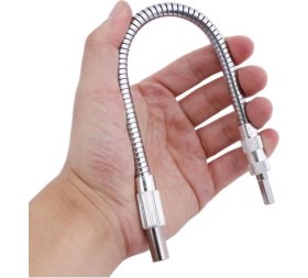 Resim Altıgen 1/4 Hex Bits Şaftlı Uzatma Adaptör Hortumu Metal Sipiral Esnek Hortum 20CM 