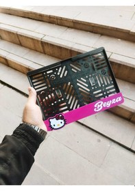 Resim Motorsiklet Plakalık Hello Kity Lazer Kesim Pleksi Plakalık Kişiye Özel Plakalık 