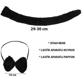 Resim Peluş Siyah Renk Kuyruk Ve Papyon Yetişkin Çuk Uyumlu - Elm-01-520602 