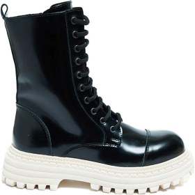 Resim Bestello Bağcıklı Termo Taban Düz Bot 101-22516-03 Kadın Bot Sıyah Acma 