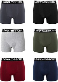 Resim Boun Marche Erkek Boxer Likralı Premium 6'lı Kutu Evan Renkli - Evan - Classic 
