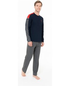 Resim U.S. Polo Assn. Erkek Kışlık Lisanslı Uzun Kol Pijama Takım 18957 Lacivert 
