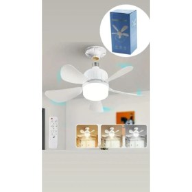 Resim Abnturk E27 Duy Uyumlu 3’ü 1 Arada 5 Kanatlı LED Fan Ampul Kumandalı 82W Sivrisinek Kovucu 3 Kademe Hız 52CM 