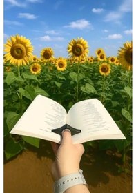Resim Tek El Kitap Okuma Aparatı, Kitap Ayracı Siyah Renk 