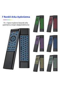 Resim İdragon M3 Akıllı Kumanda Air Mouse & Kablosuz Klavye, 6 Eksenli Jiroskop, Ir Öğrenme, Bluetooth & 2.4 Ghz, 7 Renk Arka Aydınlatma 