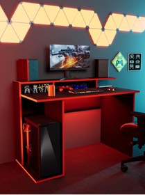 Resim Detamob Siyah Oyuncu Masası, %100 MDF, Profesyonel Gaming Oyuncu Masası, 60x120cm 