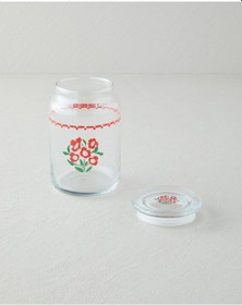 Resim English Home Bright Parade Cam Kavanoz 880 Ml Kırmızı - Beyaz Kırmızı - Beyaz 