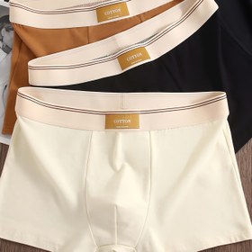 Resim 3 adet Gençler için Erkek Boxer Briefs - Nefes Alabilir, Rahat ve Şık "PAMUK" Etiketi ile, Bej, Orta Esneklikli Kumaş, Günlük Giyim için Mükemmel, Rahat İç Çamaşırı | Şık Boxerler | Orta Esneklikli Kumaş 