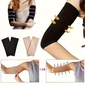 Resim 2'li Paket Kompresyon Kol Kollukları - Siyah, Esnek Bilek ve Dirsek Desteği, Nefes Alabilen Kabartmalı Kumaş, Yoga İlhamlı Tasarım, Artırılmış Ter Emme, Antrenman ve Spor İçin Destekleyici Kompresyon Giysi, Kolsuz Üst Uyumlu, Esnek Kumaş 