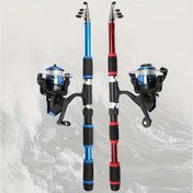 Resim Dawa Sanmu Taşınabilir Teleskopik Olta - Dayanıklı Cam Çelik, 1.8m/2.1m (5.9ft/6.9ft), Mavi & Kırmızı Çizgili Tasarım, Sörf Atma & Açık Deniz Balıkçılığı için İdeal, Açık Deniz Balıkçılığı Olta | Şık Olta | Teleskopik Olta 