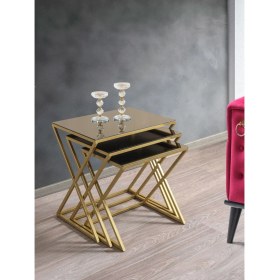 Resim Mobi Evim Venedik Gold Metal Ayaklı, Bronz Aynalı Zigon Sehpa 