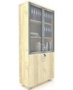 Resim Modüler Dünyası 2 Cam Kapaklı Kilitli Dosya Dolabı Meşe 80X38X188 Meşe 