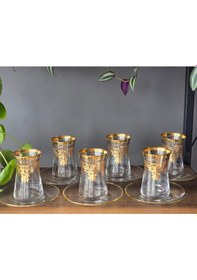 Resim Konyax Vıctorıa Mıx Gerçek Altın İşlemeli El İşçiliği Çay Seti 6 Kişilik Renkli 