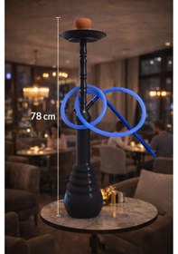 Resim Hdmarketim 78 Cm Büyük Boy Nargile Takımı Cafe & Lounge Kullanımına Uygun Kalın Cam Şişe, Tek Hortumlu 