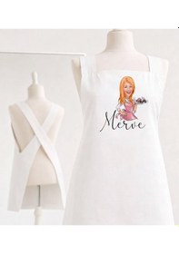 Resim Bk Gift Kişiye Özel Karikatürlü Çapraz Askılı Beyaz Mutfak Önlüğü - 8, Aşçı Önlüğü, Şef Önlüğü, Anneye Hediye Kobitmeyencom35958 Bk Gift Renkli 