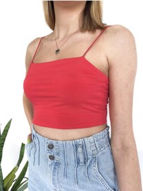 Resim ky butikkk Kadın Askılı Crop Bady Nar Çiçeği 
