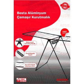 Resim UltraNova Yarı Alüminyum Çamaşır Kurutmalık, Sepetli, Siyah, Dayanıklı Tasarım 