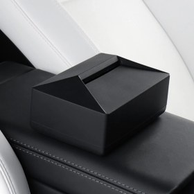 Resim Tesla Model Y / Model 3 Koltuk Arkasına Veya Orta Konsola Takılan Cybertruck Mendil Kutusu , Siyah Renk 