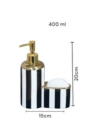 Resim Süngerlik Bölmeli Porselen Sıvı Sabunluk 400ml Siyah Yaldızlı 40129 Diğer 