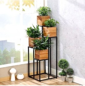 Resim Güvendekoratif Dekoratif Ferforje Metal Çiçeklik Sehpa Siyah 