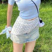 Resim Şık Dantel Bel Eşeği - Hikaye Tarzı Çiçek Deseni, Hafif Polyester ve Naylon Karışımı, Yaz Plajı ve Tatil Giyiminde Mükemmel, Plaj Aksesuarı|Oyunca Aksesuarı|Dokulu 
